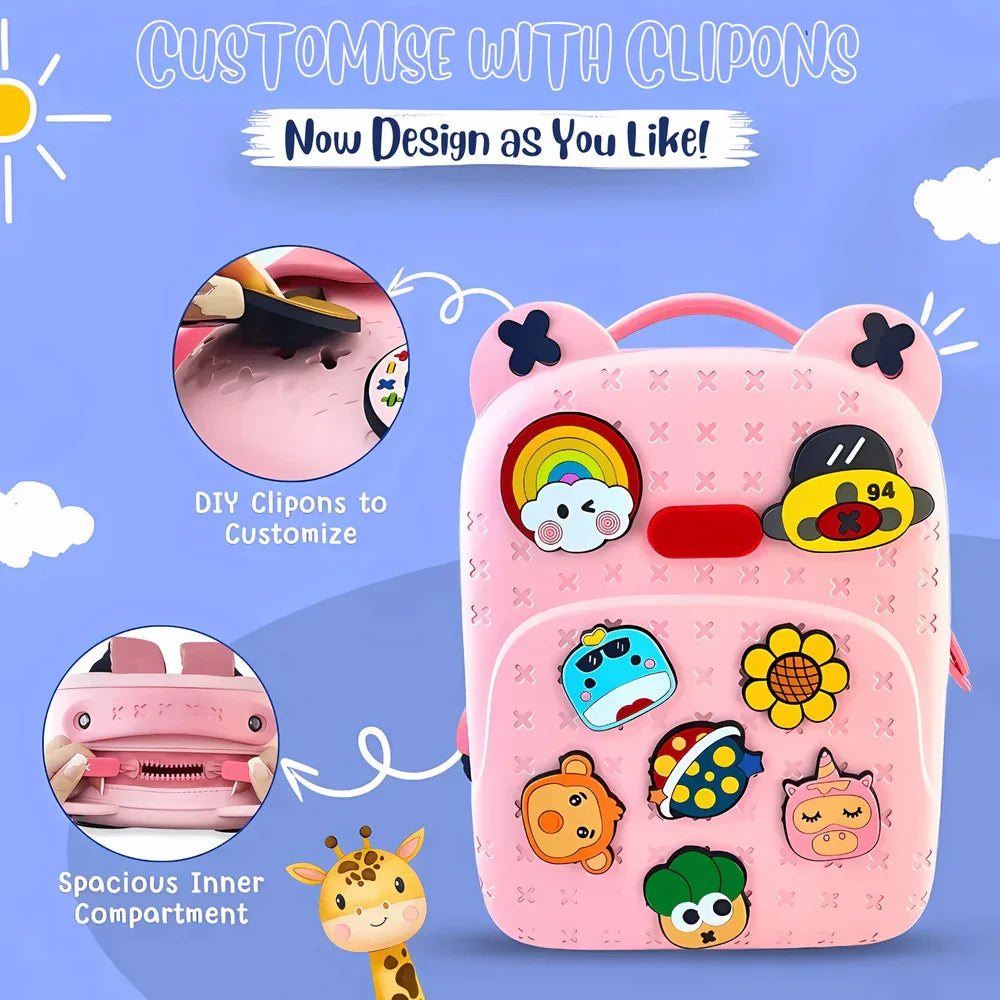 Water Resistant Stylish Silicone Durable School Bag with DIY Patches - Naivri