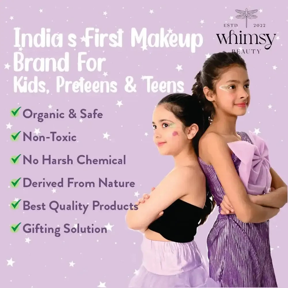 Whimsy Beauty Blossom Beauty Kit - Pack of 14 | Non-Toxic Skincare-Infused Makeup for Kids - Naivri