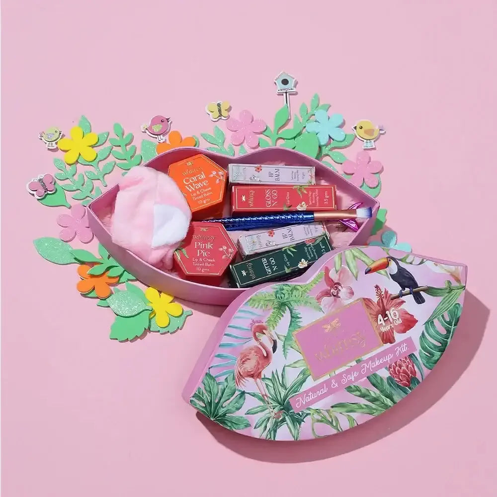 Whimsy Liplicious Beauty Kit - Pack of 7 | Non-Toxic Skincare-Infused Play Makeup for Kids | Cruelty-Free & Safe - Naivri