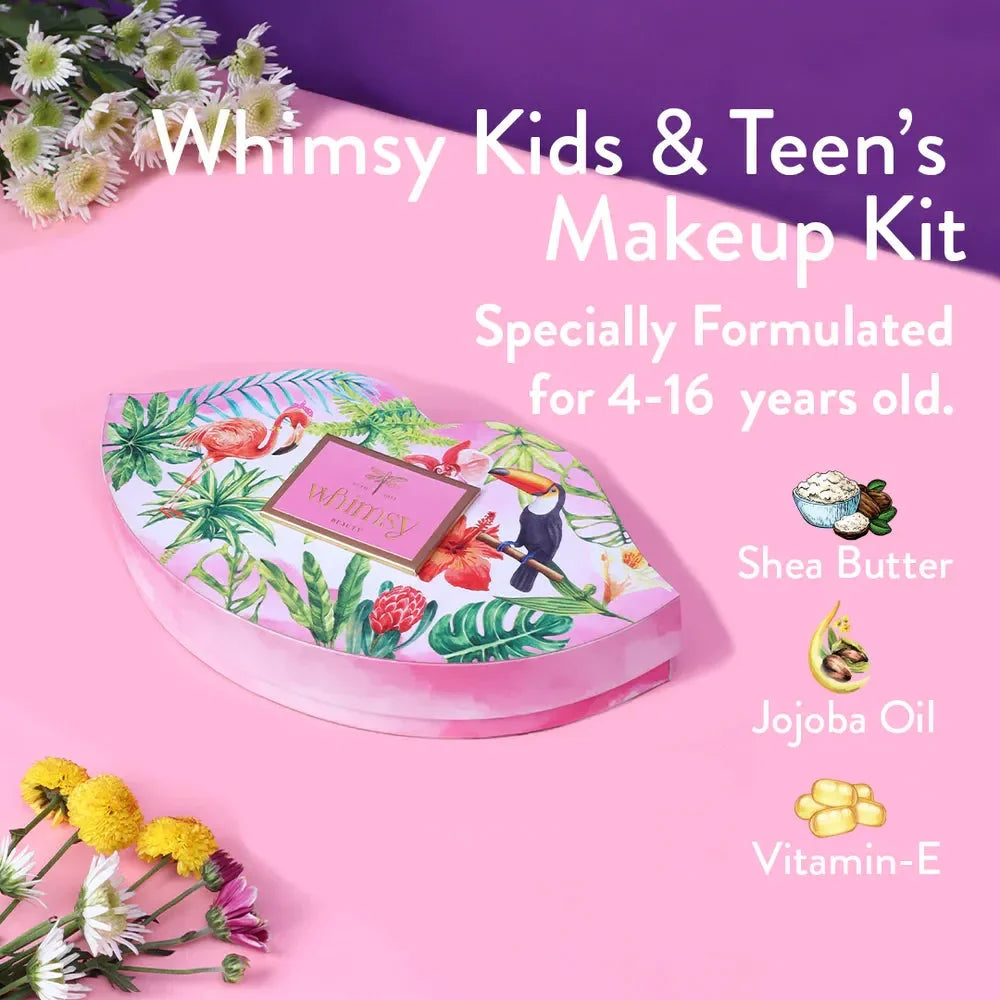 Whimsy Liplicious Beauty Kit - Pack of 7 | Non-Toxic Skincare-Infused Play Makeup for Kids | Cruelty-Free & Safe - Naivri