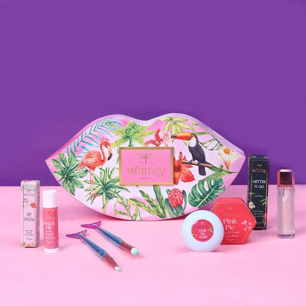 Whimsy Liplicious Beauty Kit - Pack of 7 | Non-Toxic Skincare-Infused Play Makeup for Kids | Cruelty-Free & Safe - Naivri