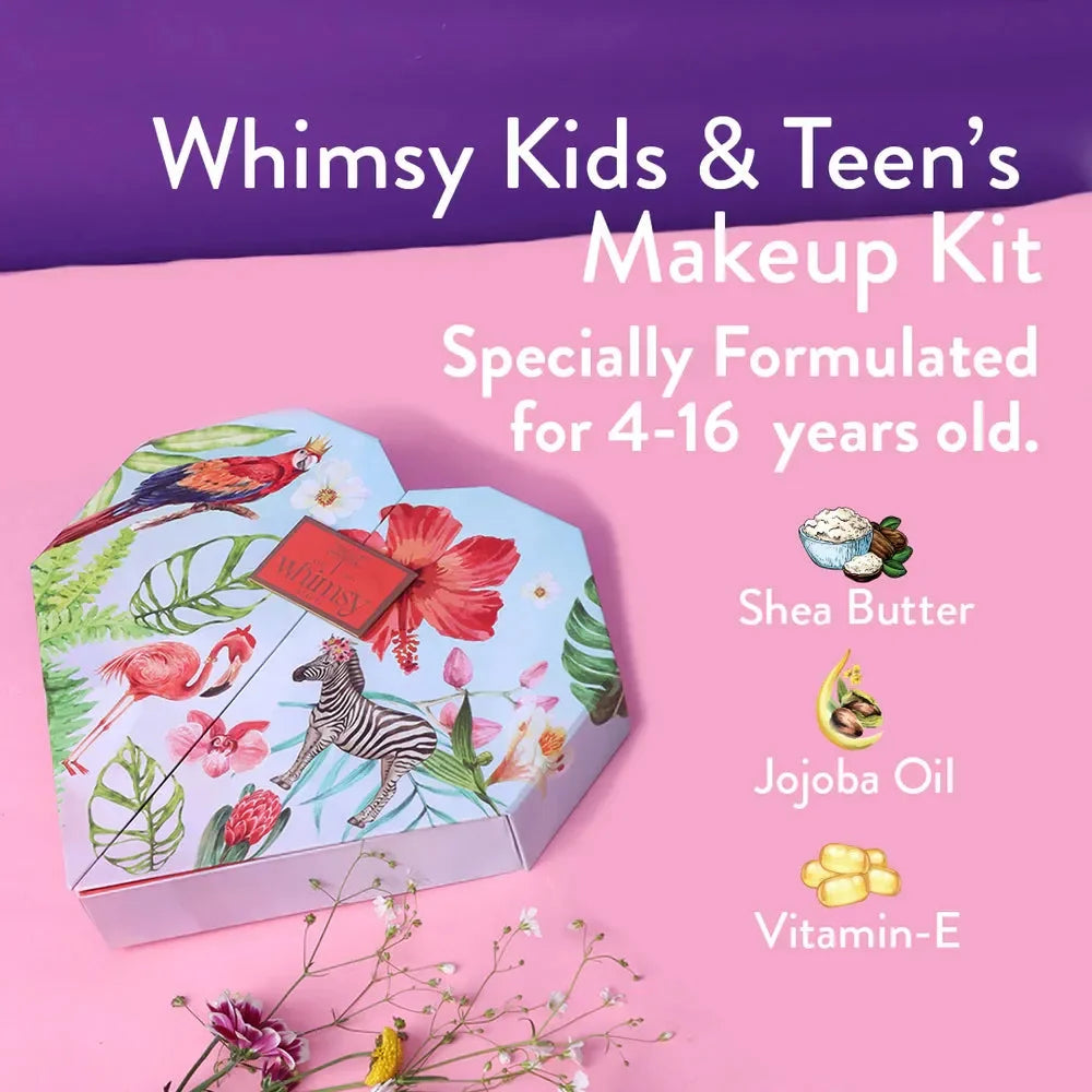 Whimsy Make U Pretty Beauty Kit - Pack of 15 | Non-Toxic Skincare-Infused Play Makeup for Kids | Cruelty-Free & Safe - Naivri