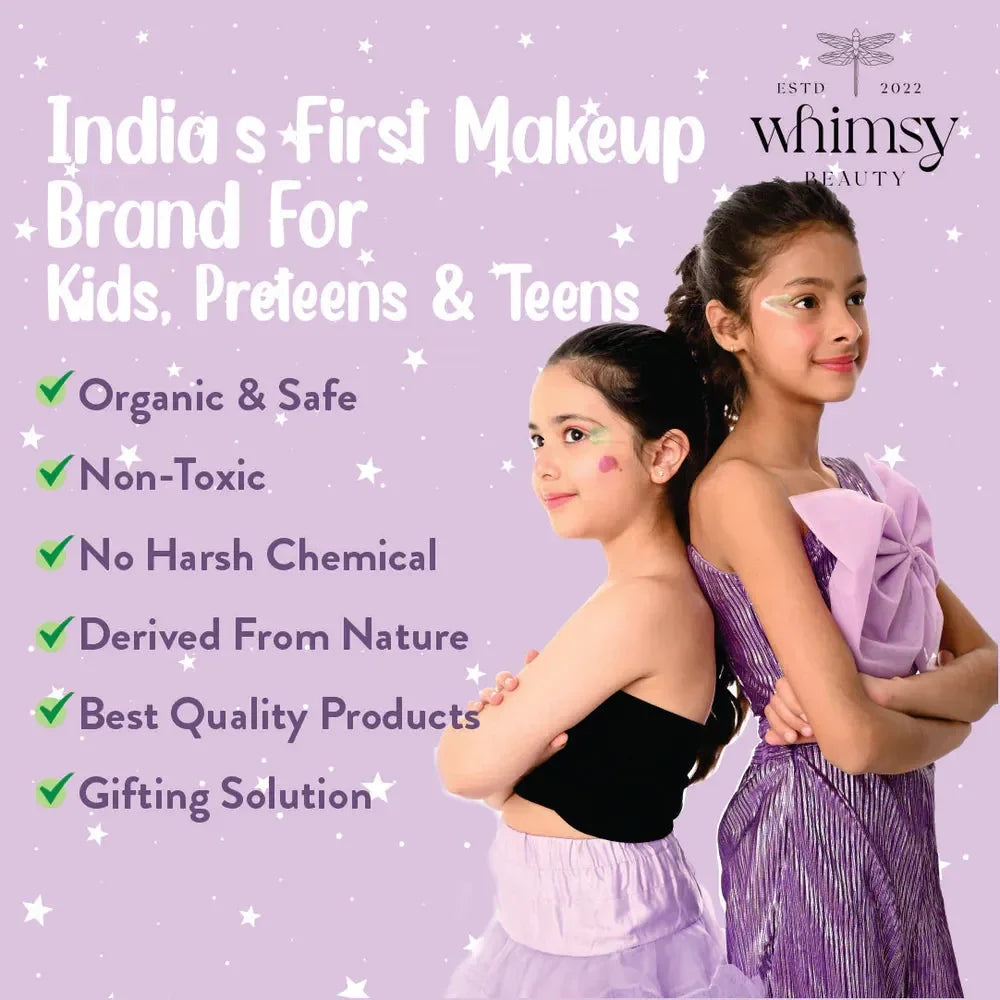 Whimsy Make U Pretty Beauty Kit - Pack of 15 | Non-Toxic Skincare-Infused Play Makeup for Kids | Cruelty-Free & Safe - Naivri