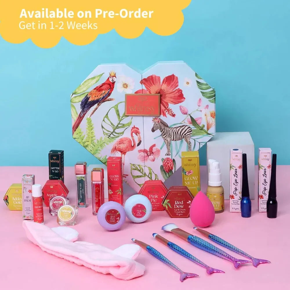 Whimsy Make U Pretty Beauty Kit - Pack of 15 | Non-Toxic Skincare-Infused Play Makeup for Kids | Cruelty-Free & Safe - Naivri