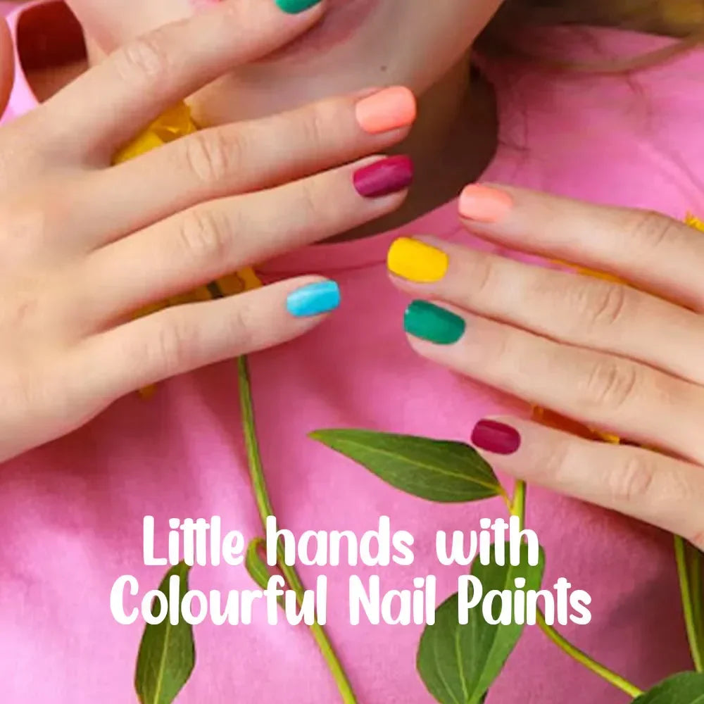 Whimsy Nail Paint Kit - Pack of 8 | Non-Toxic, Water-Based Peel-Off Nail Art Kit for Kids | Safe & Fun - Naivri