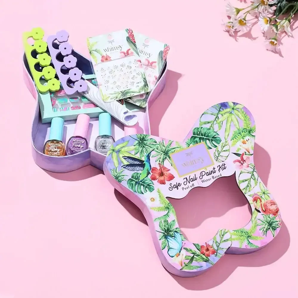 Whimsy Nail Paint Kit - Pack of 8 | Non-Toxic, Water-Based Peel-Off Nail Art Kit for Kids | Safe & Fun - Naivri