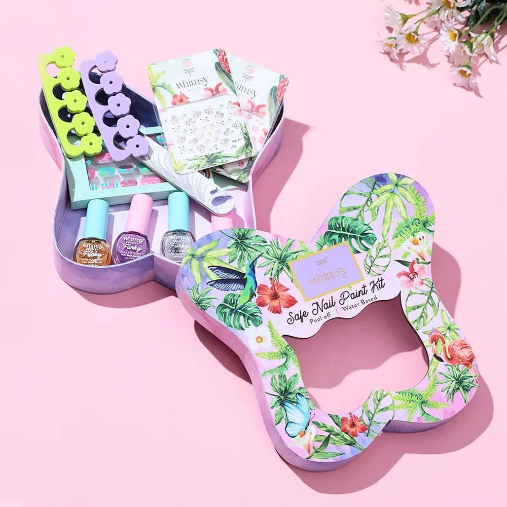 Whimsy Nail Paint Kit - Pack of 8 | Non-Toxic, Water-Based Peel-Off Nail Art Kit for Kids | Safe & Fun - Naivri