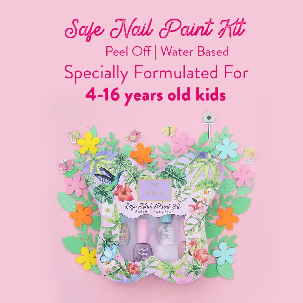 Whimsy Nail Paint Kit - Pack of 8 | Non-Toxic, Water-Based Peel-Off Nail Art Kit for Kids | Safe & Fun - Naivri
