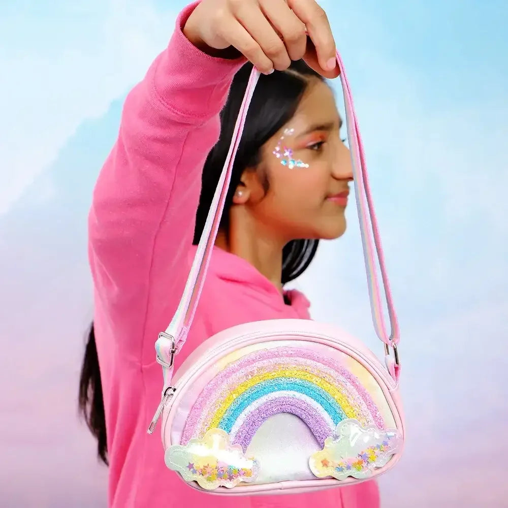 Whimsy Rainbow Sling Bag Gift Set – Pack of 7 | Skincare-Infused Non-Toxic Makeup for Kids (Ages 6–16) - Naivri