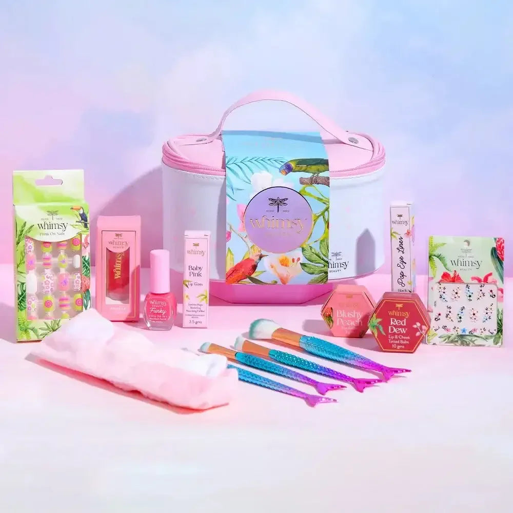 Whimsy Unicorn Travel Beauty Kit – Pack of 13 | Complete Cosmetic Set for Kids - Naivri