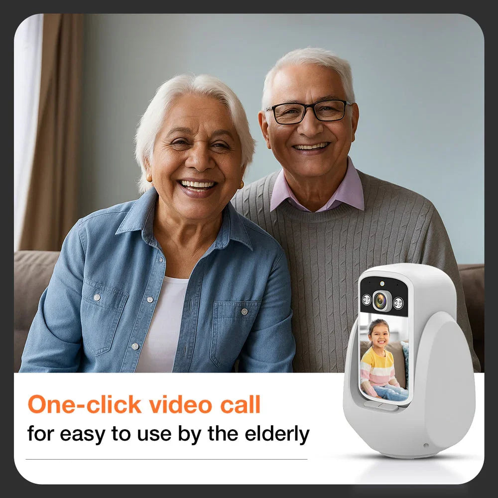 WiFi Video Calling CCTV Camera with 2.8" Screen | 1 Click Call, 2 Way Talk | Motion Detector, Night Vision, App Alert | Indoor Baby/Elderly/Maid Live Monitoring | CCTV with Screen - Naivri