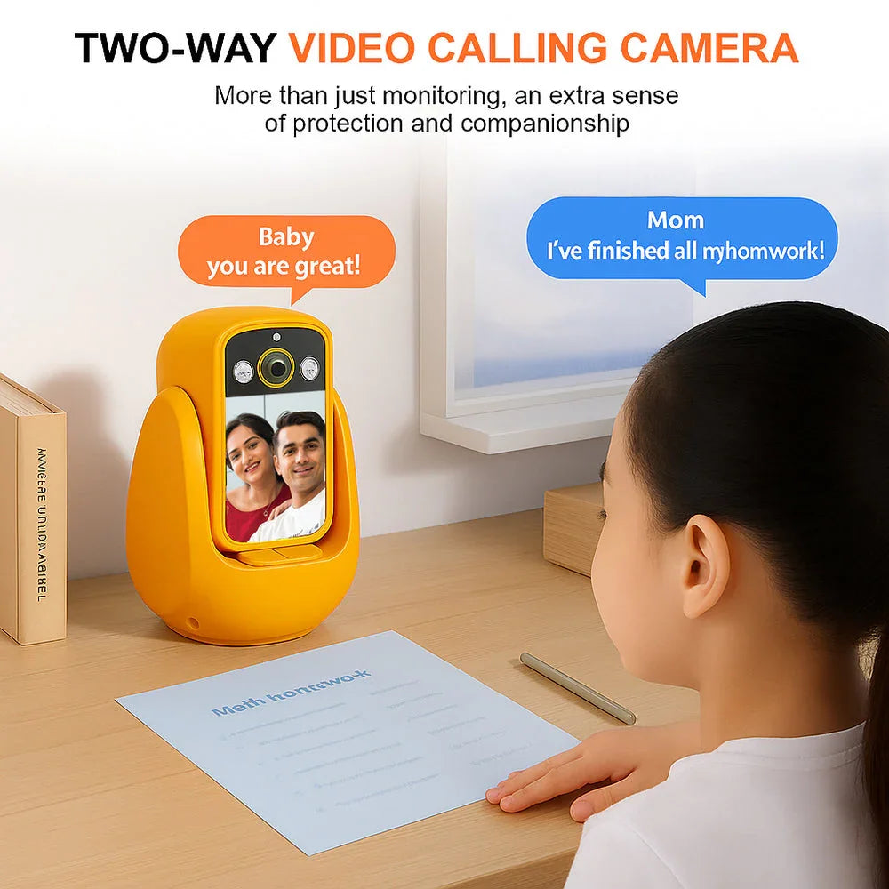 WiFi Video Calling CCTV Camera with 2.8" Screen | 1 Click Call, 2 Way Talk | Motion Detector, Night Vision, App Alert | Indoor Baby/Elderly/Maid Live Monitoring | CCTV with Screen - Naivri