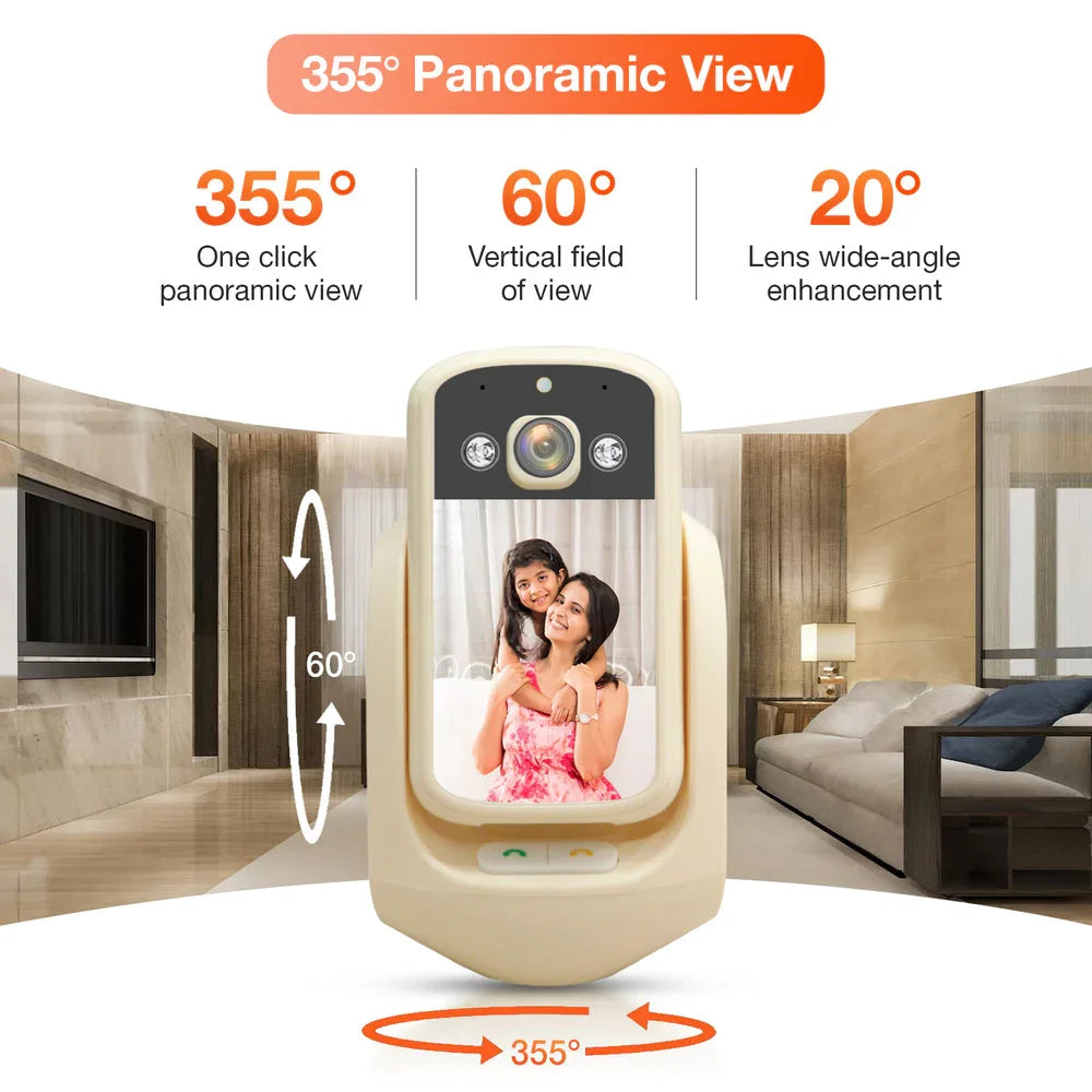 WiFi Video Calling CCTV Camera with 2.8" Screen | 1 Click Call, 2 Way Talk | Motion Detector, Night Vision, App Alert | Indoor Baby/Elderly/Maid Live Monitoring | CCTV with Screen - Naivri