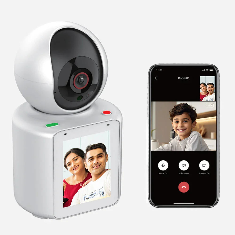 WiFi Video Calling CCTV Camera with 2.8" Screen | 1 Click Call, 2 Way Talk | Motion Detector, Night Vision, App Alert | Indoor Baby/Elderly/Maid Live Monitoring | CCTV with Screen - Naivri