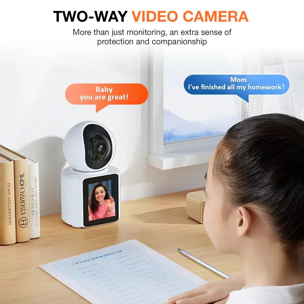 WiFi Video Calling CCTV Camera with 2.8" Screen | 1 Click Call, 2 Way Talk | Motion Detector, Night Vision, App Alert | Indoor Baby/Elderly/Maid Live Monitoring | CCTV with Screen - Naivri