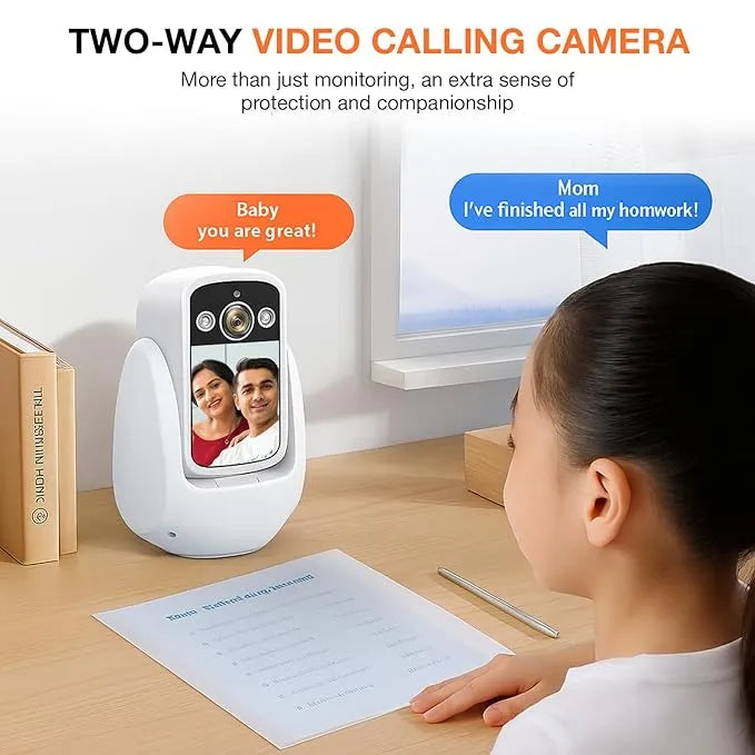 WiFi Video Calling CCTV Camera with 2.8" Screen | 1 Click Call, 2 Way Talk | Motion Detector, Night Vision, App Alert | Indoor Baby/Elderly/Maid Live Monitoring | CCTV with Screen - Naivri