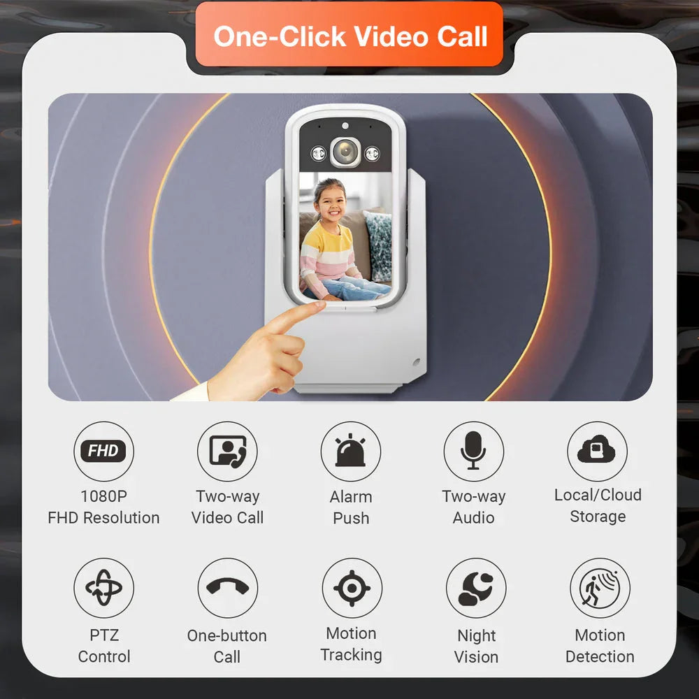 WiFi Video Calling CCTV Camera with 2.8" Screen | 1 Click Call, 2 Way Talk | Motion Detector, Night Vision, App Alert | Indoor Baby/Elderly/Maid Live Monitoring | CCTV with Screen - Naivri