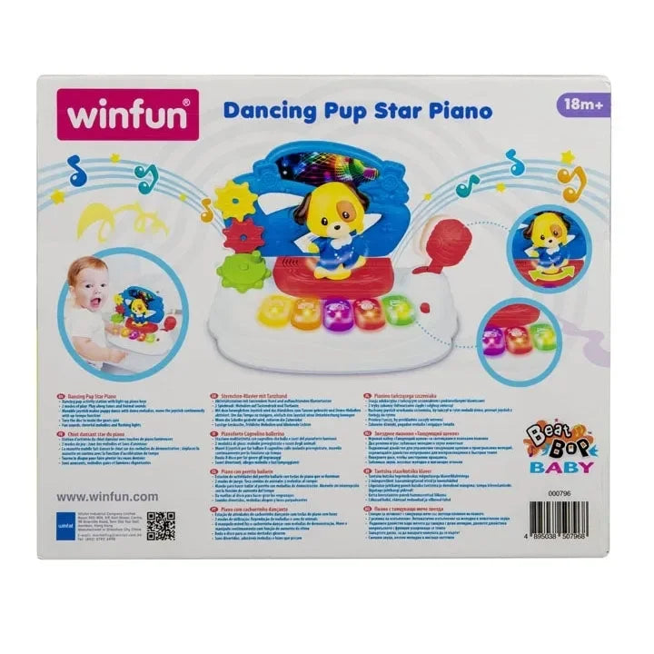 Winfun Dancing Pup Star Piano | Musical Light-Up Piano Toy with Dancing Puppy, Joystick, Spinning Gears & Animal Sounds | Toddler Activity Station - Naivri