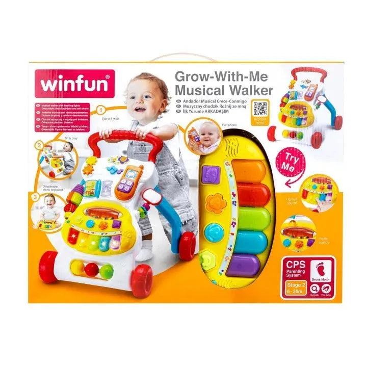 Winfun Grow-With-Me Musical Walker – Interactive Baby Walker with Lights, Sounds, and Learning Features - Naivri