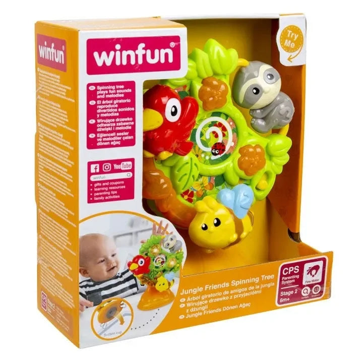 Winfun Jungle Friends Spinning Tree | Interactive Musical Toy with Suction Cup Base | 18 Months+ - Naivri