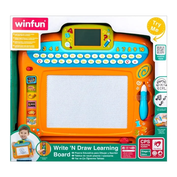 Winfun Write 'n Draw Learning Board – Interactive Educational Magnetic Writing Pad for Toddlers & Preschoolers - Naivri