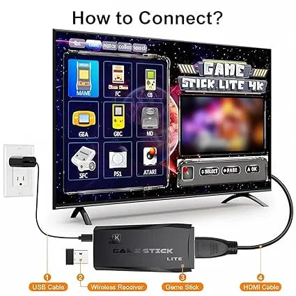 Wireless video games for tv gaming Retro gaming console with Game Stick 1080p Plug & Play TV Video Game Set for 2 player with 9Emulator for Kids & Old School Station Video Game - Naivri