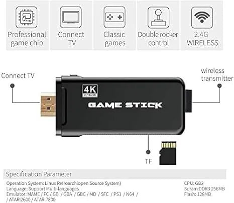 Wireless video games for tv gaming Retro gaming console with Game Stick 1080p Plug & Play TV Video Game Set for 2 player with 9Emulator for Kids & Old School Station Video Game - Naivri