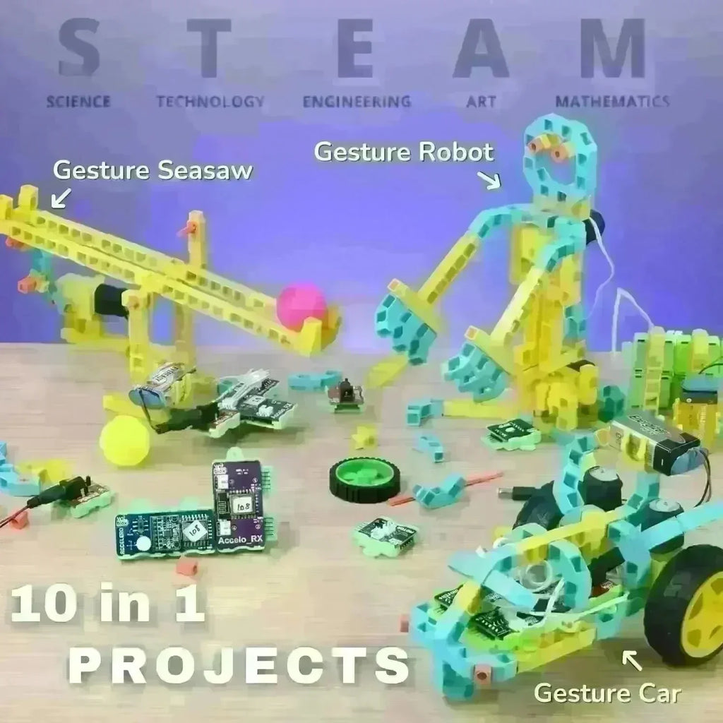 WitBlox DIY Robotics Kit for Kids – Robo Gesture Sensor Modular Kit | Hand-Controlled Gesture Sensing RC Car & Robotic Arm | STEM Educational Toy for Age 8+ | Includes 180+ Parts, 1-Year Warranty, Free 3 Live Classes - Naivri