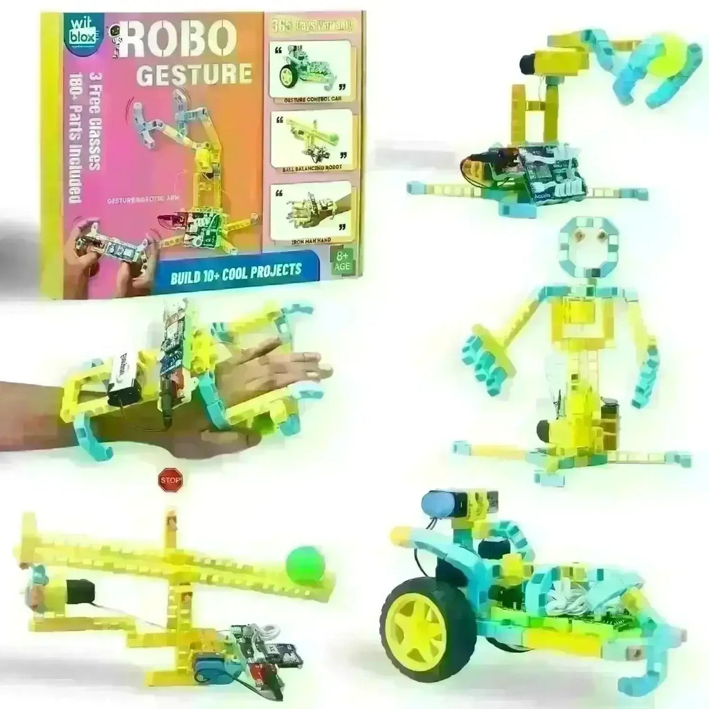 WitBlox DIY Robotics Kit for Kids – Robo Gesture Sensor Modular Kit | Hand-Controlled Gesture Sensing RC Car & Robotic Arm | STEM Educational Toy for Age 8+ | Includes 180+ Parts, 1-Year Warranty, Free 3 Live Classes - Naivri