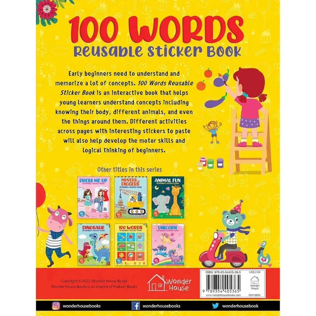 Wonder House 100 Words Reusable Sticker Book - Naivri