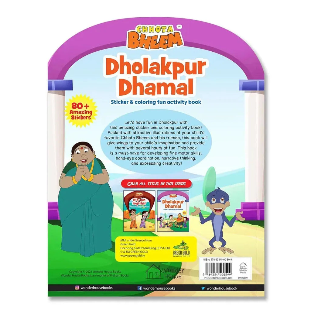 Wonder House Chhota Bheem Dholakpur Dhamal Sticker And Coloring Activity Book - Naivri