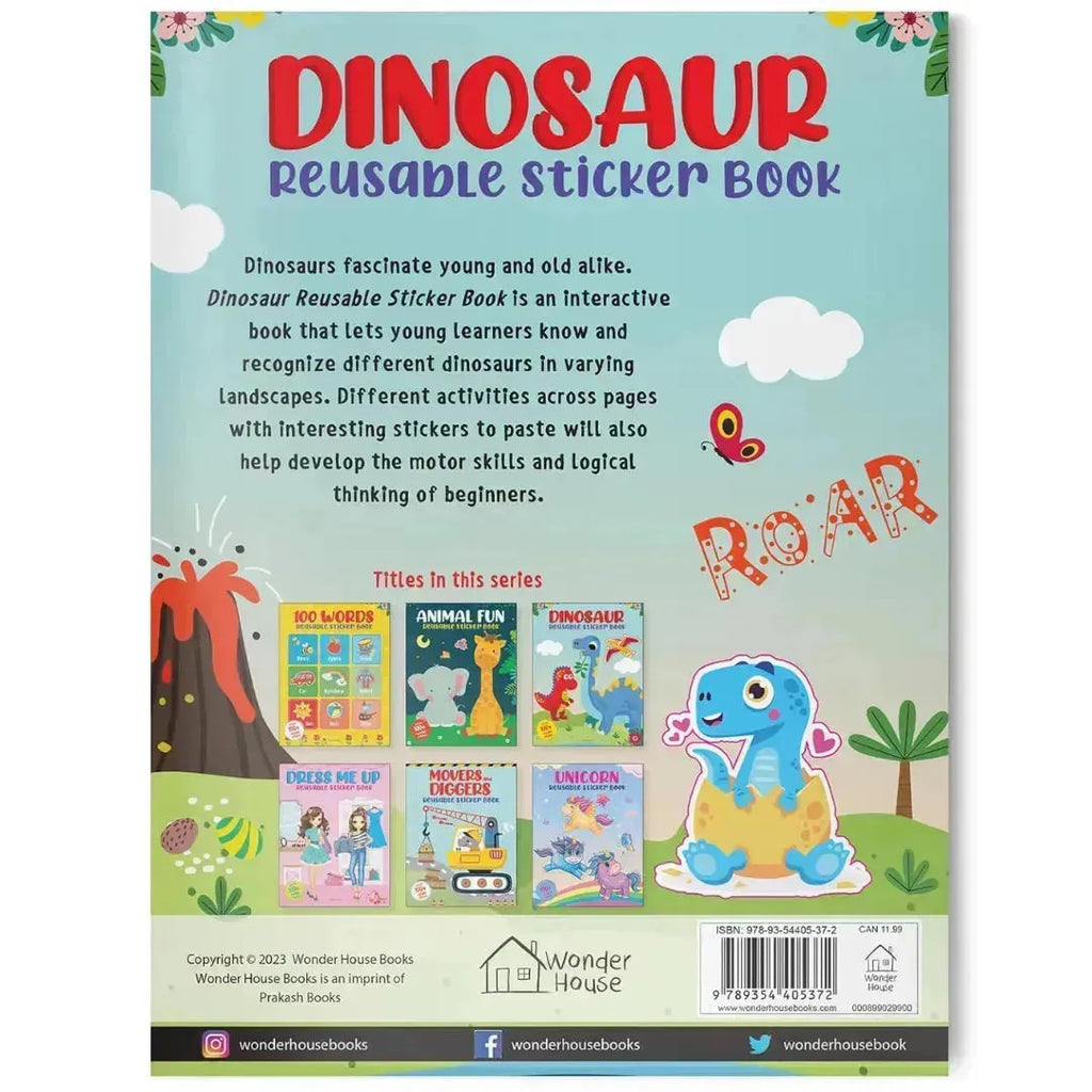 Wonder House Dinosaur World Reusable Sticker Book - Naivri