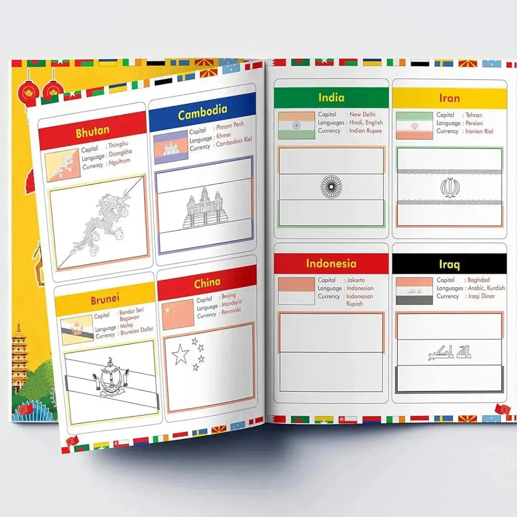 Wonder House Flags of the World Sticker Coloring Activity Book - Naivri