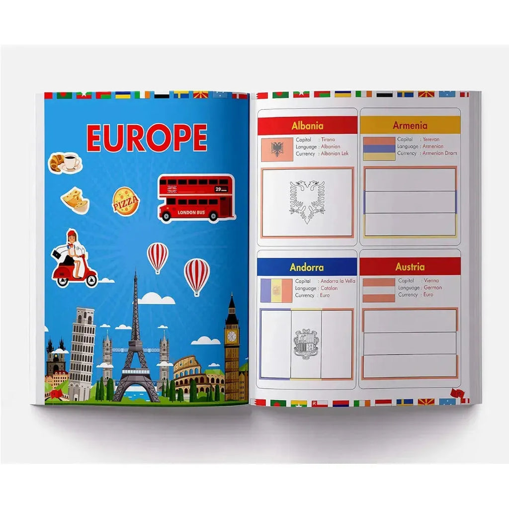 Wonder House Flags of the World Sticker Coloring Activity Book - Naivri