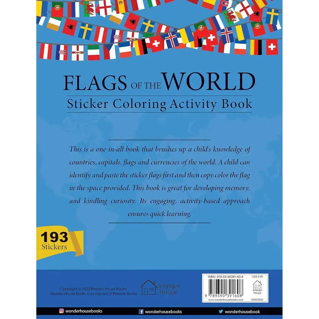 Wonder House Flags of the World Sticker Coloring Activity Book - Naivri