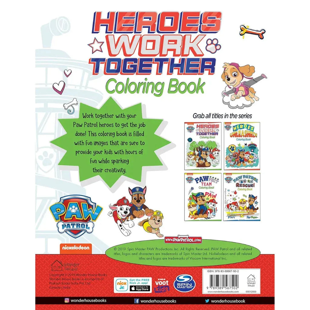 Wonder House Heroes Work Together Paw Patrol Coloring Book - Naivri