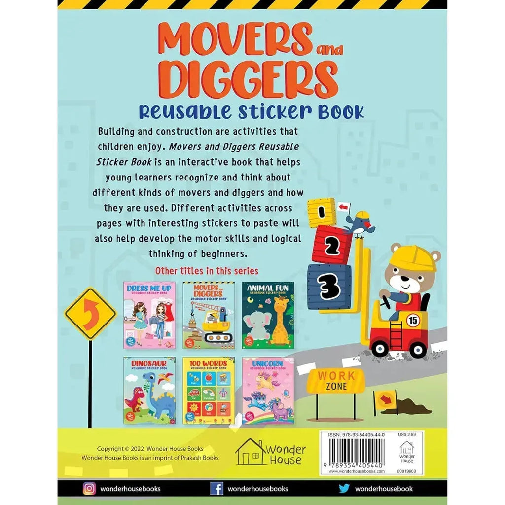 Wonder House Movers and Diggers Reusable Sticker Book - Naivri