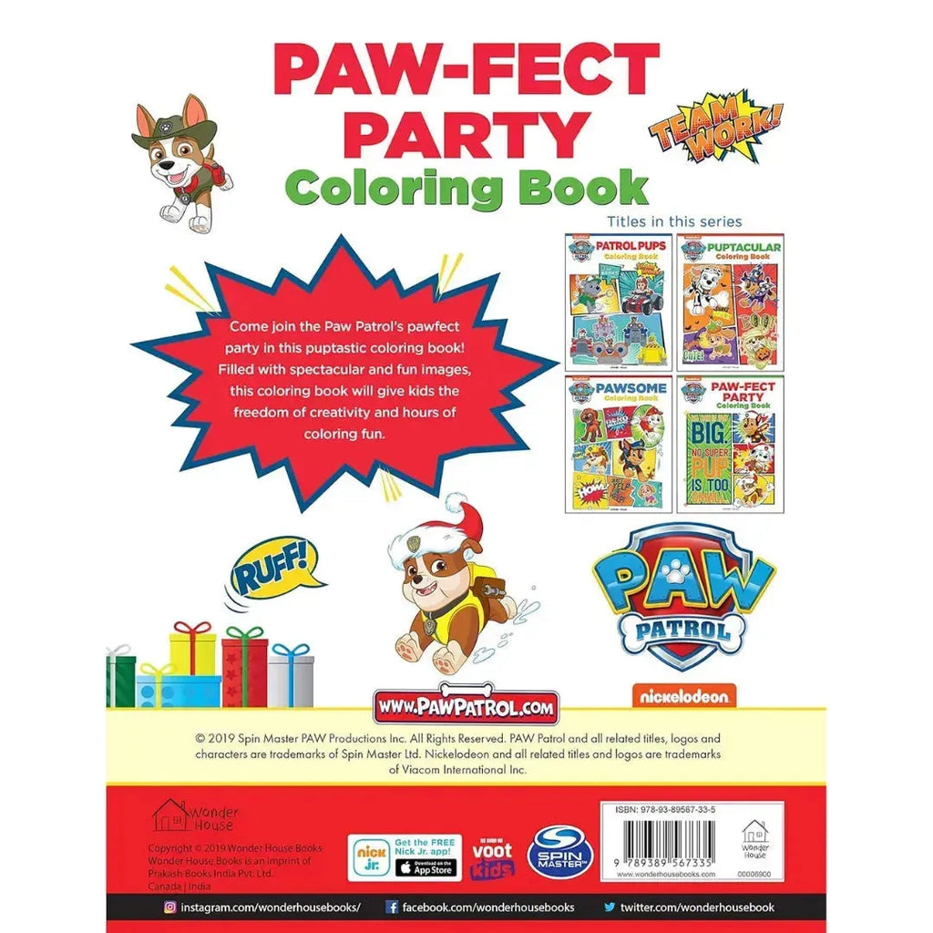 Wonder House Paw-fect Party Paw Patrol Coloring Book - Naivri