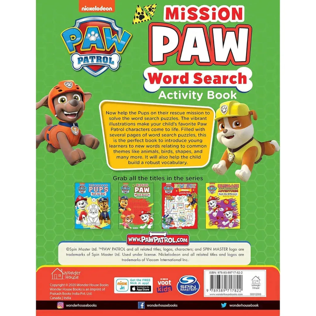 Wonder House Paw Patrol Mission Paw Word Search Activity Book - Naivri