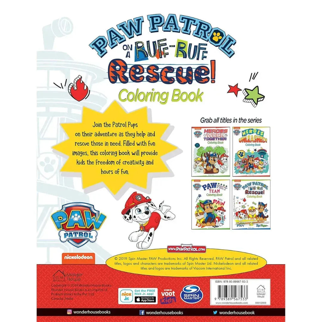 Wonder House Paw Patrol On A Ruff-Ruff Rescue Coloring Book - Naivri