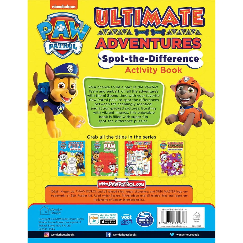 Wonder House Paw Patrol Ultimate Adventures Spot The Difference Activity Book - Naivri