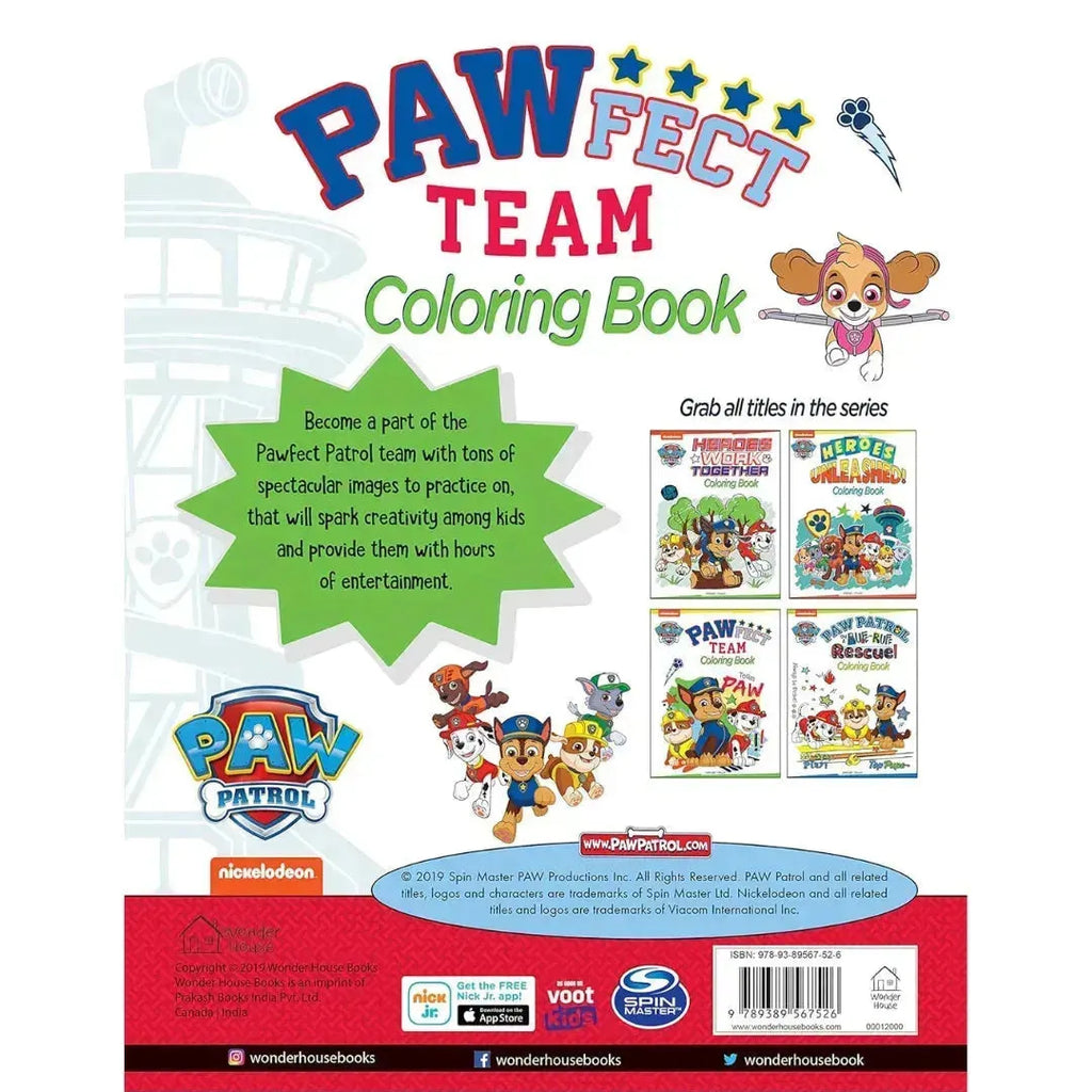 Wonder House Pawfect Team Paw Patrol Coloring Book - Naivri