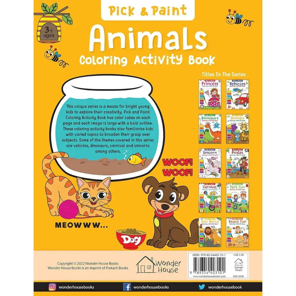 Wonder House Pick and Paint Coloring Activity Book Animals - Naivri