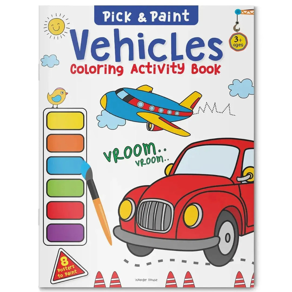 Wonder House Pick and Paint Coloring Activity Book Vehicles - Naivri