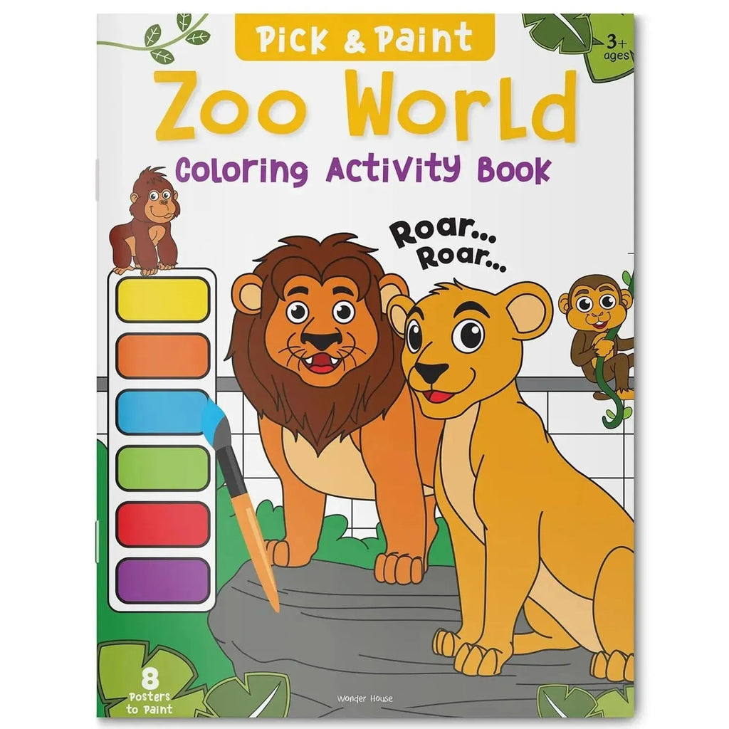 Wonder House Pick and Paint Coloring Activity Book Zoo World - Naivri