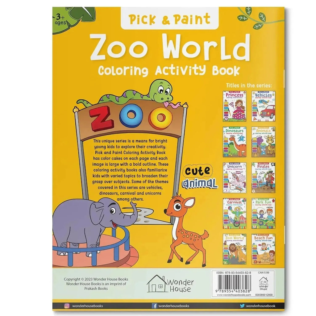 Wonder House Pick and Paint Coloring Activity Book Zoo World - Naivri