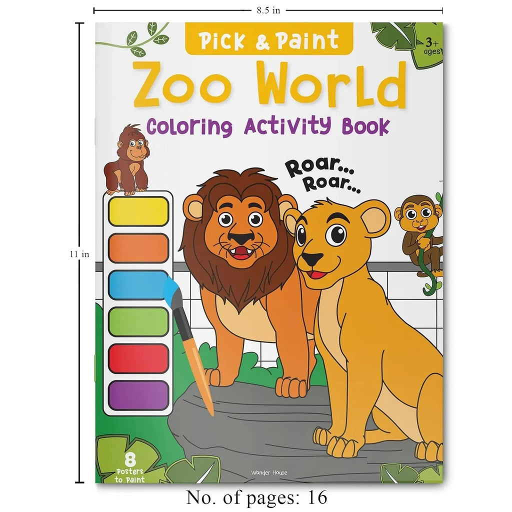 Wonder House Pick and Paint Coloring Activity Book Zoo World - Naivri