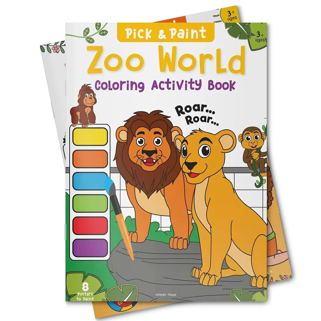 Wonder House Pick and Paint Coloring Activity Book Zoo World - Naivri