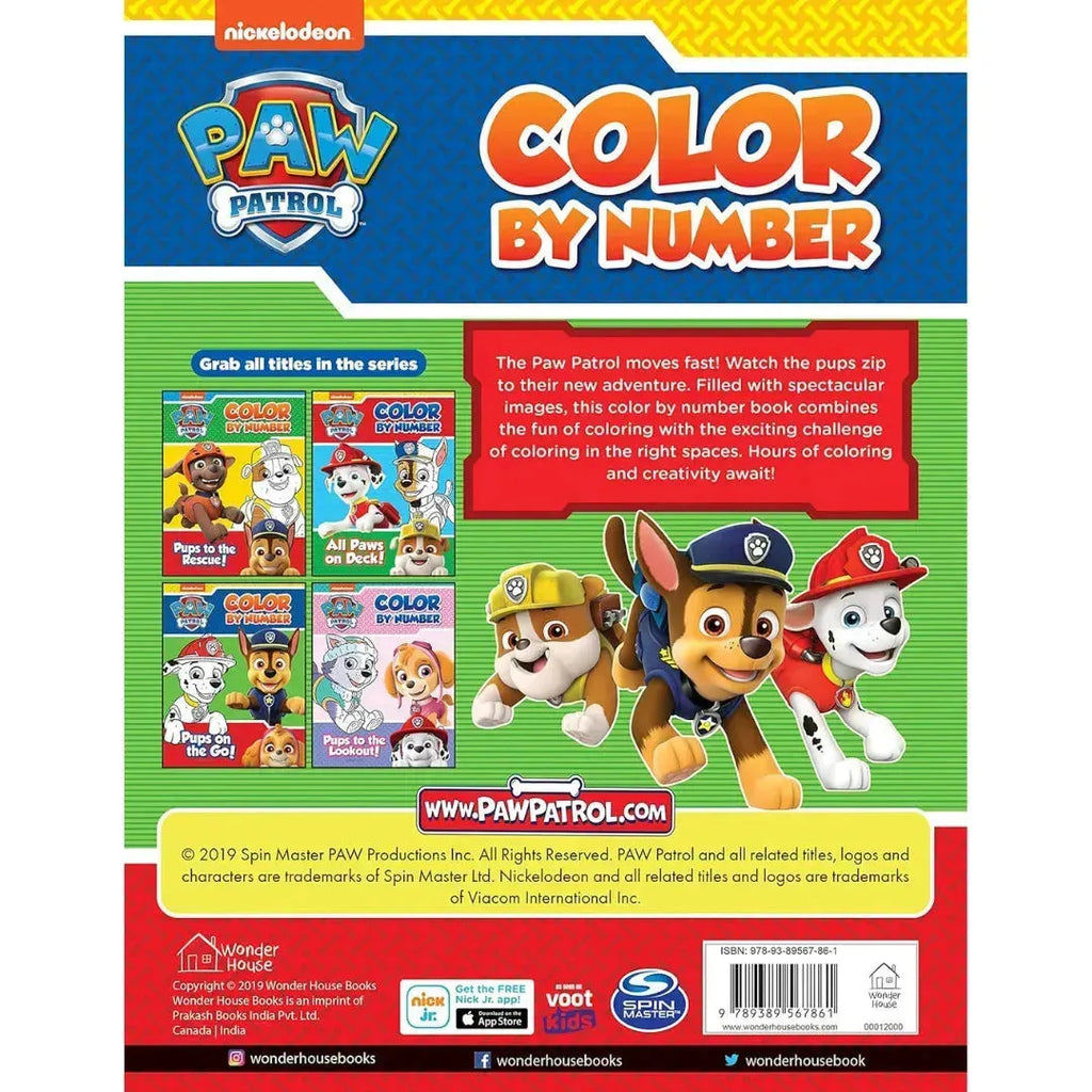 Wonder House Pups On The Go Paw Patrol Color By Number Activity Book - Naivri