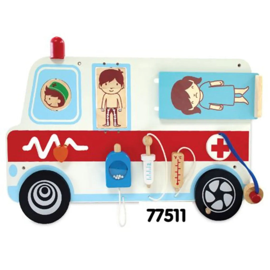 Wooden Ambulance Wall Activity Board for Kids – I'M Toy Wall Play Board - Naivri